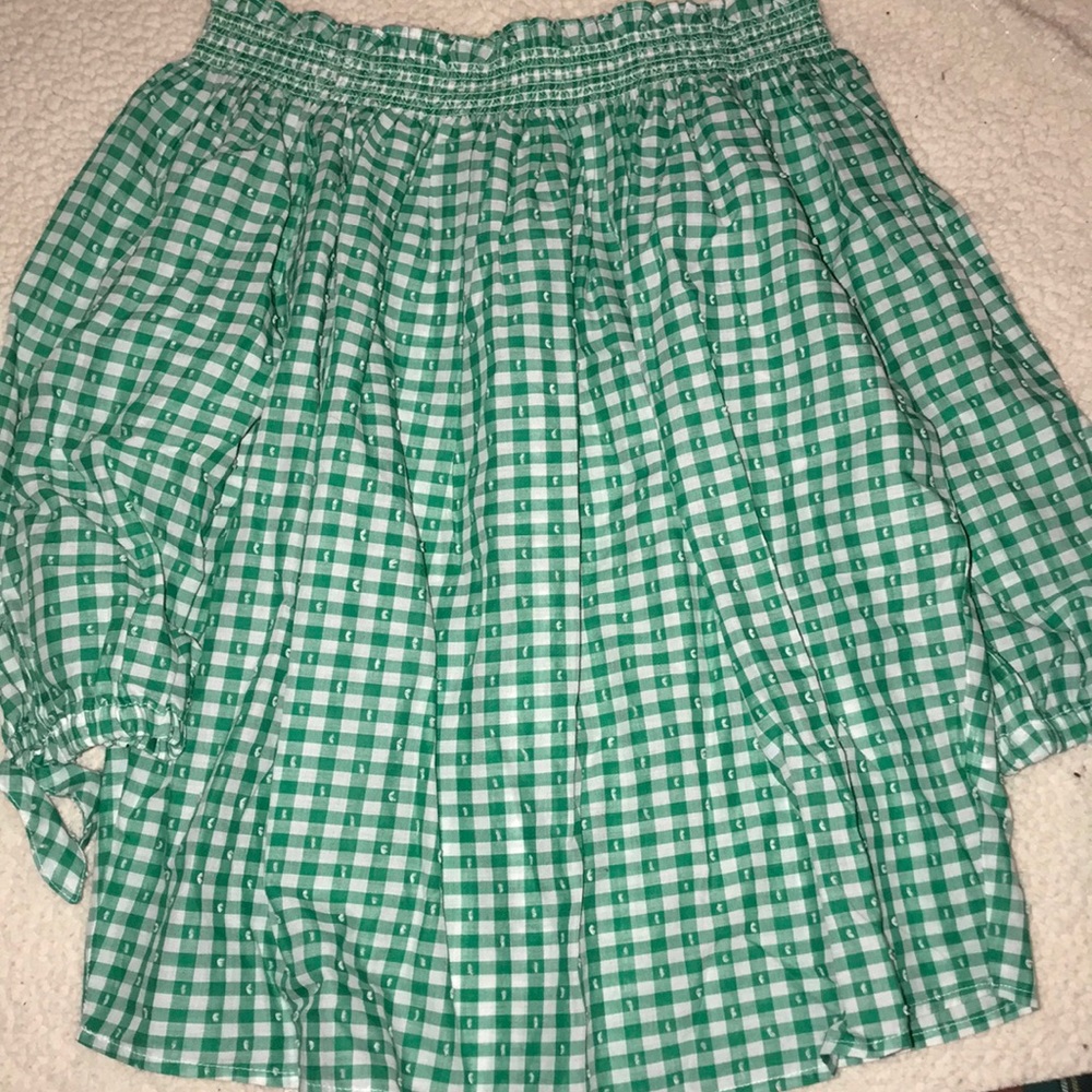 Green off shoulder top
